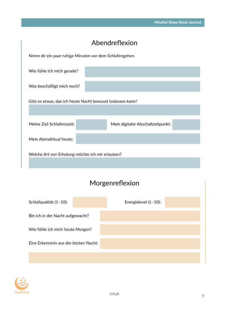 Vorschau Inhalt  Seitenbeispiel - Mindful Sleep Reset Journal